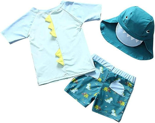 Baby and Toddler Boys' 3-Piece Swimsuit Set Bathing Suit with Hat