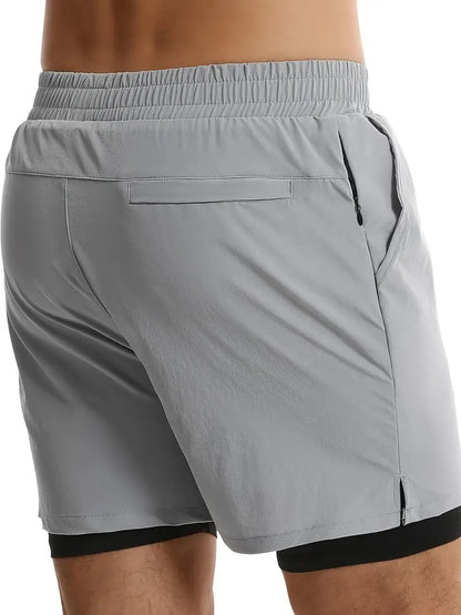 Mens Athletic Shorts 2-in-1 Gym Workout Running Shorts